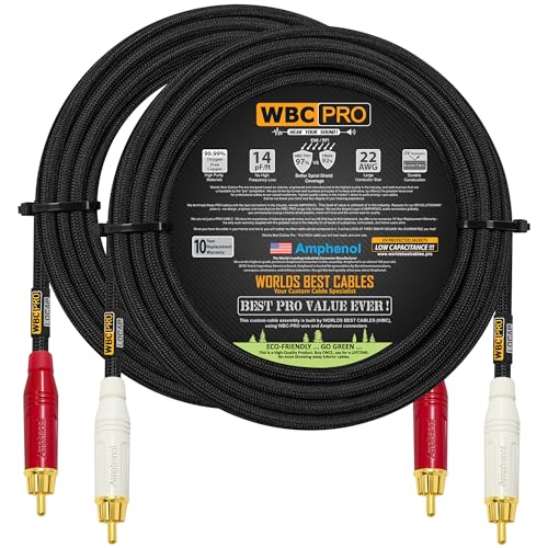 Cables RCA de 30 pies y baja capacitancia 22 AWG con conectores dorados Amphenol