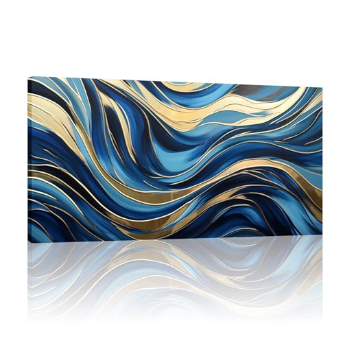 Peintures moderne toile abstraite bleu jaune déco murale salon 60x120 cm