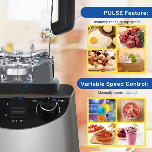 2000W Blender Smoothie Makers, Countertop Blender with 1.8L Tritan Pitcher, Fruit blender for Smoothie, 6 Blades, Anti-Slip Base, 2 speeds & pulse function for Ice Crushing (Gary)