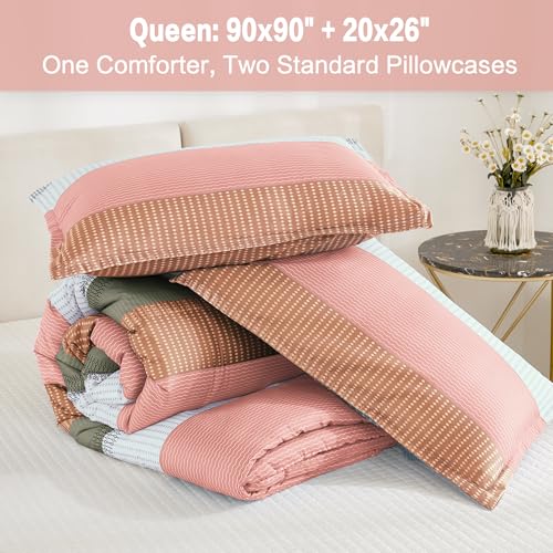 Litanika Queen Comforter Set Vanilla - 3 Pieces Lightweight Fluffy Bedding Comforter Sets, All Season Down Alternative Comforter (1 Comforter, 2 Pillowcases)