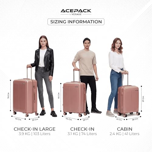Image of ACEPACK by Verage Megatron Hard Side Polypropylene Luggage Set of 2 (Cabin 41L + Medium 74L) | Lightweight Unbreakable Suitcase Set with 360 Silent Spinner Wheels, Number Lock & Telescopic Handle
