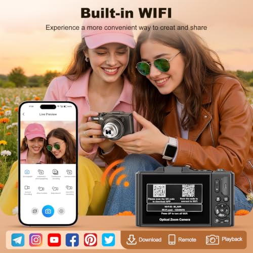 Image of 5K Digital Camera,80MP Digital Camera for Photography with 12X Optical Zoom