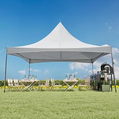 EROMMY 20x20ft Party Tent - Outdoor Wedding Canopy With Fire Retardant PVC Top - Heavy Duty Peaked Frame, 80 Person Capacity - Large Carport, Gazebo Shelter for Event Commercials, White