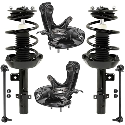 Image of Detroit Axle - 2.4L Front 6pc Suspension Kit for 13-16 Honda Accord, 2 Steering Knuckles and Wheel Bearing Hubs 2 Struts & Coil Spring 2 Sway Bars 2013 2014 2015 2016 Replacement