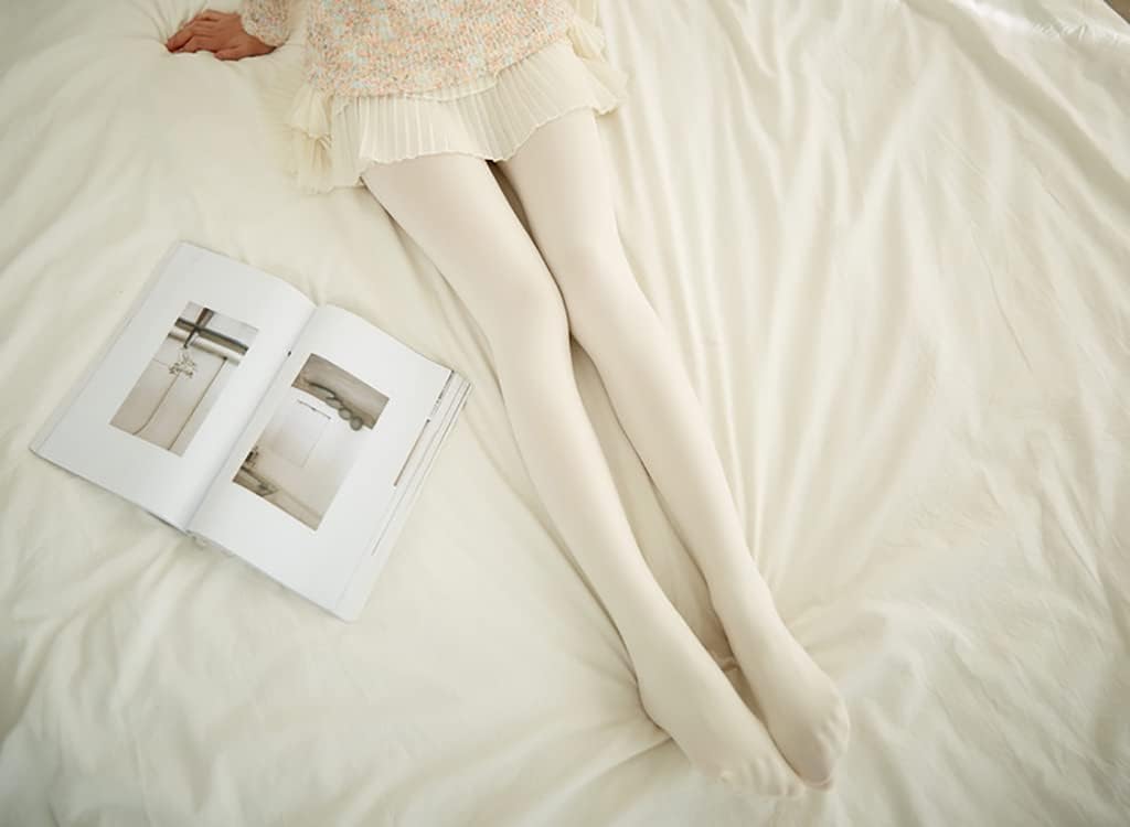 ハイウエスト セクシー パンスト レディース シアータイツ、毎日使えるマットタイツ、毎日使えるレディース パンスト 2 組 (ミルク