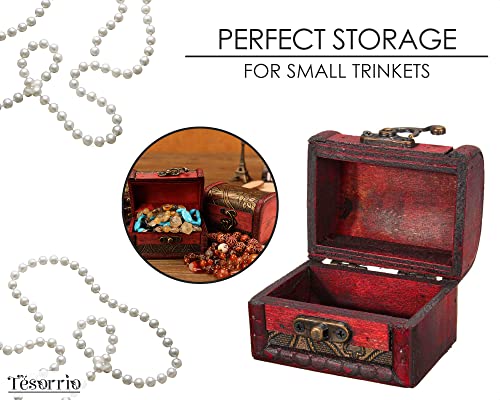 Treasure Box With Lock And Key - Pirate Treasure Chest For Kids Decorative Storage Boxes Keepsake Box With Hinged Lid Decorative Boxes - Mini Wooden Box With Lid Flower Motif Vintage Mystery Boxes #TOP5