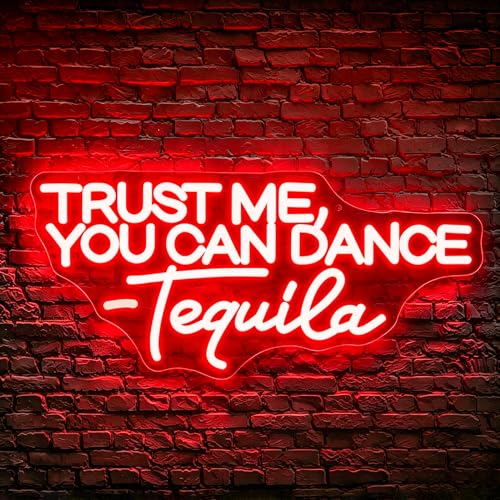 Image of Neon Sign, Trust Me You Can Dance Neon Signs for Wall Decor Neon Red LED Signs Room Neon Light Up Signs Home Decor for Business Bedroom Club Party Bars Shop USB Operated