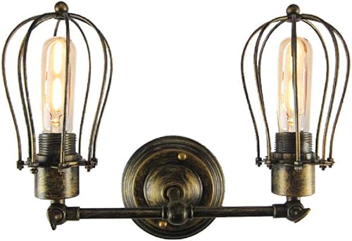 Miniatura 10 de Luces de pared estilo rústico americano, estilo vintage, enchufe ajustable, iluminación industrial, apliques de jaula de metal de alambre rústico
