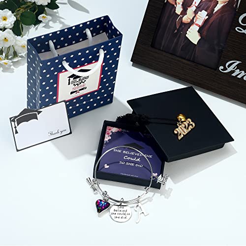 M Mooham Graduation Gifts For Her 2023, She Believed She Could So She Did Stainless Steel Charm Bracelets For Women High School College Class Of 2023 Graduation Gifts For Women Graduation Jewelry(M) #TOP7