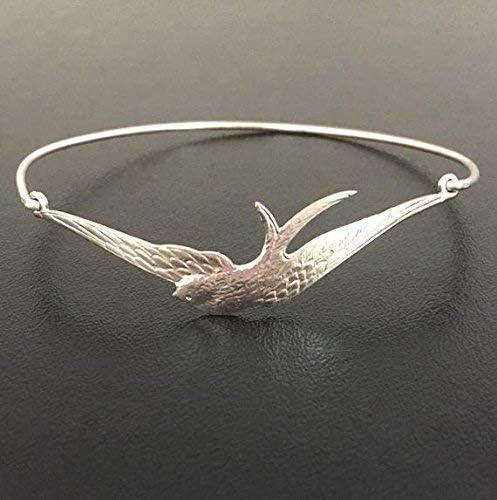 Frosted Willow Bird Jewelry Gift Collection Claspless Sparrow Bangle Bracelet (Silvertone, 8 Inch) - Image 3