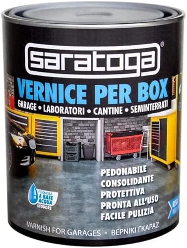 Saratoga Vernice per pavimentazioni Vernice per box garage laboratori cantine seminterrati ml.750 (Grigio)