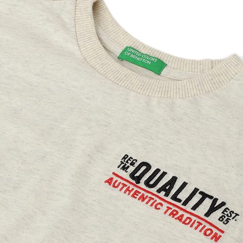 Image of UNITED COLORS OF BENETTON Kids Cotton Boxy Fit Round Neck Printed T-Shirt