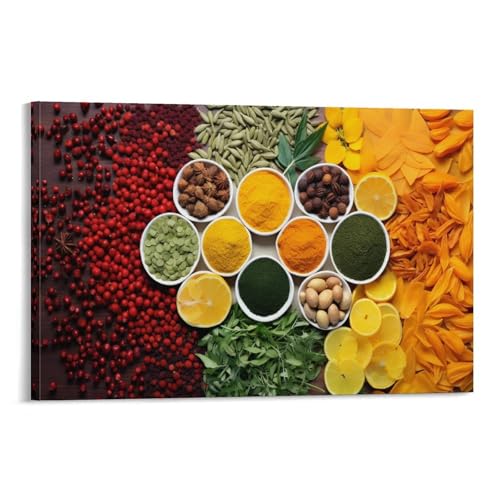 Art toile murale abstraite épices colorées pour décoration cuisine moderne 30x45cm