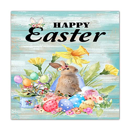 Panneau mural en bois Happy Easter Bunny vintage pour décorer votre cheminée avec style