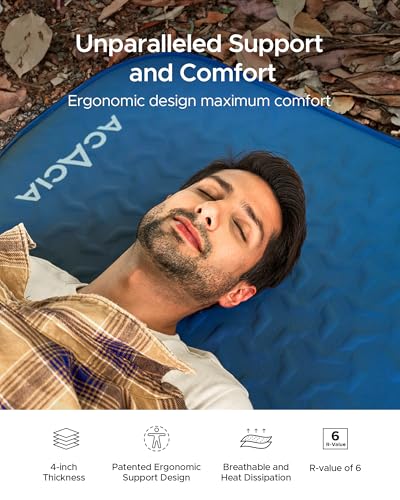 ACACIA-4-Thick-Self-Inflating-Sleeping-Pad-with-Solid-Foam-Innovative-Y-shaped-Telescopic-Structure-Ultraportable-Camping-Mattress-with-Pump-Sack-Outdoor-Air-Mat-for-Tent-Car-Backpacking-Single