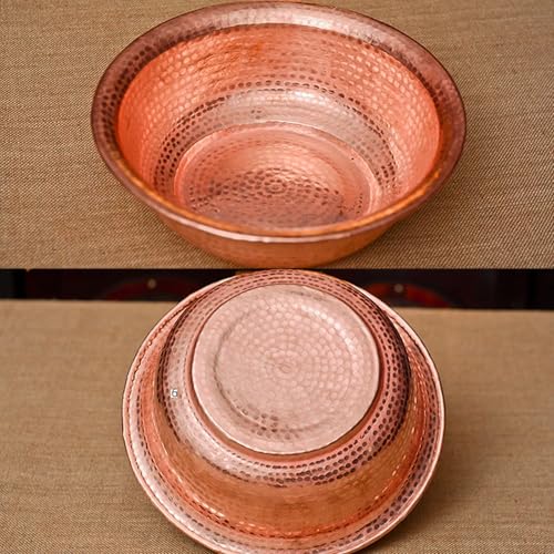 Handgehämmerte Pediküre-Schüssel aus Kupfer für Fuß-Spa, langlebiges 2 mm gewelltes Kanten-Design, reines unbeschichtetes Kupferbecken für Salon und Heimgebrauch