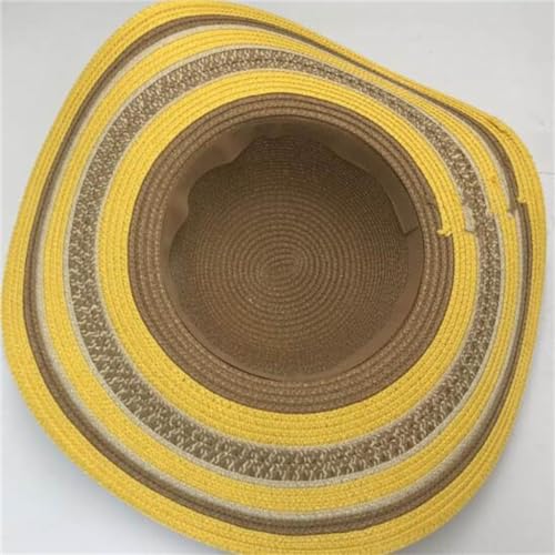 Chapeau de soleil rayé et chapeau de paille bicolore pince de plage