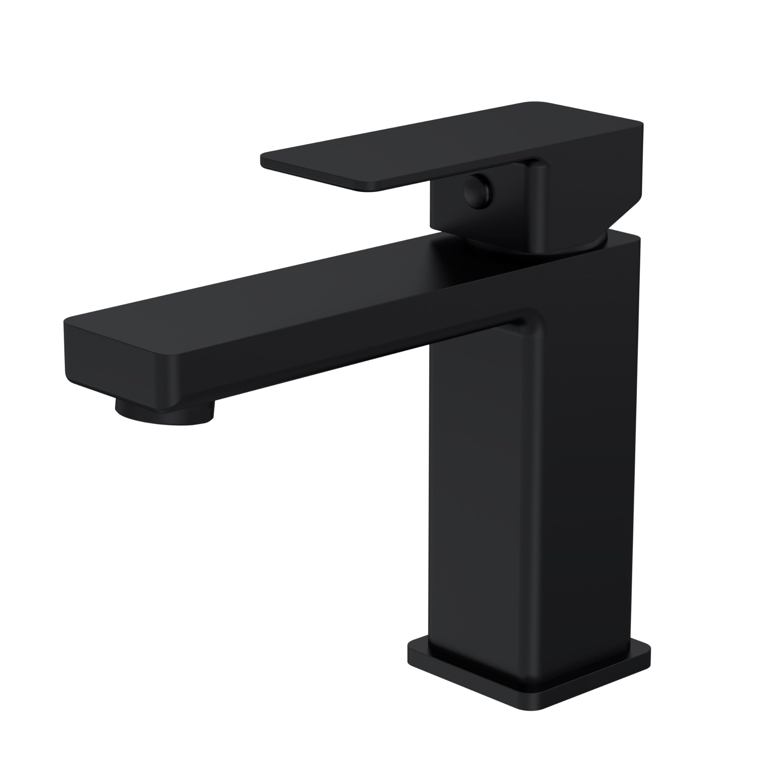 Square Mono Basin Mixer Bathroom Sink Tap & Push Button Waste - Matt Black - Balterley 5056678475935