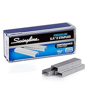 Swingline Staples, S.F. 3, Premium for Desktop Staplers, 1/4″ Length, 105/Strip, 5000/Box, Jam Free, Half Strip (35440)