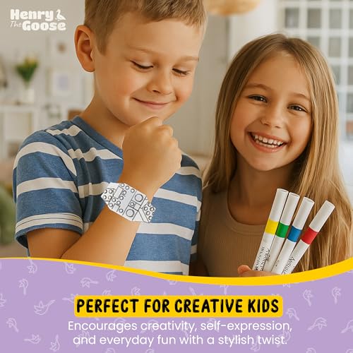 Color-Your-Own Analog Watch for Kids with Adjustable Straps | Creative Kids DIY Bracelet with 4 Non-Toxic Markers | Giftable Watch for Girls & Boys | Adjustable, Fun and Educational (BLOCKS)3