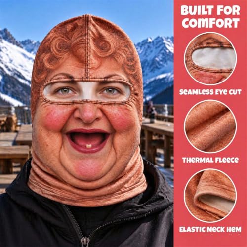 Funny Old Man Ski Mask Balaclava, Realistic Full Face Cover for Men Women - image 5