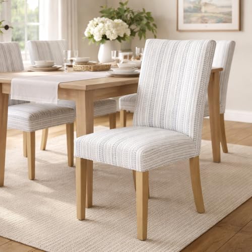 Image of HomePop Parsons Dining Chair - Blue Farmhouse Stripe (Set of 2)
