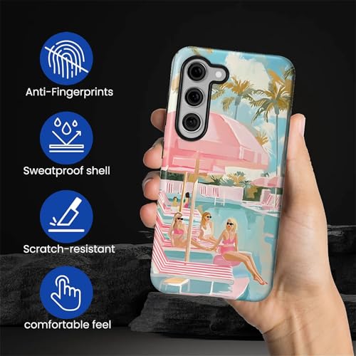 TAMEFOX Case for Samsung Galaxy S23 FE,Anti Drop Scratch Protective Phone Cover Case for Women Girl-Pink Pool Girly Summer Vacation - image 5