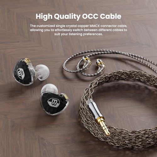 Image of BASN ASONE 14.2mm Planar Driver in-Ear Monitors Earphone with Two Detachable MMCX Cables for Musicians Drummers Bass Players Singers(Black)