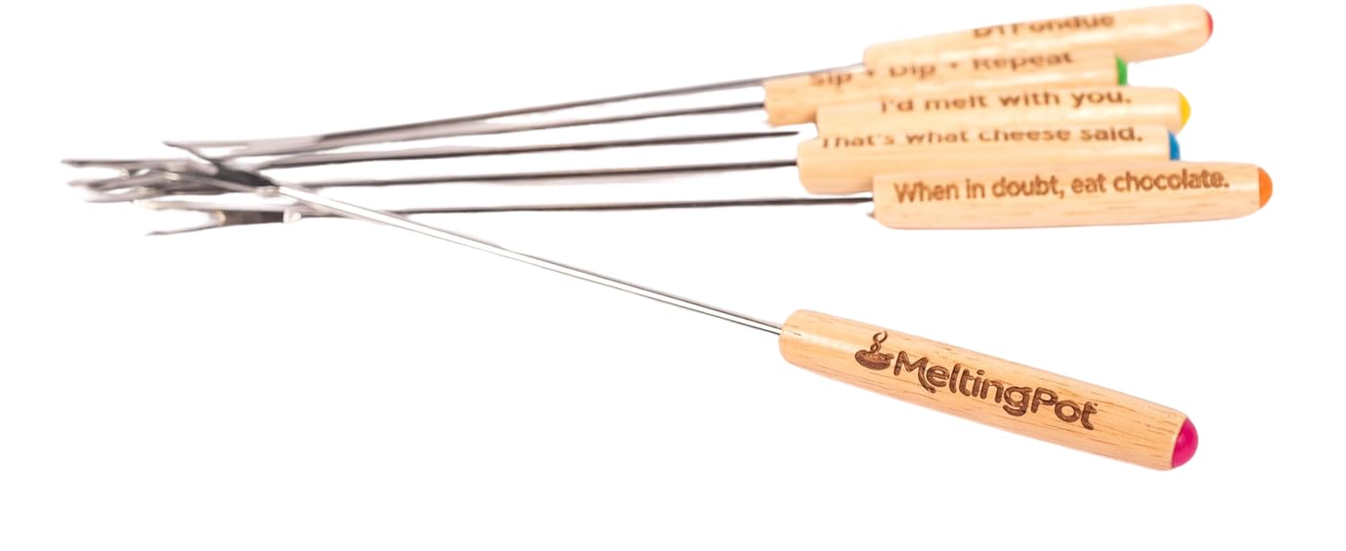 Melting Pot Fondue Forks, Stainless Steel, Color-Coded Handles, 6-Piece Set — Amazon image 3