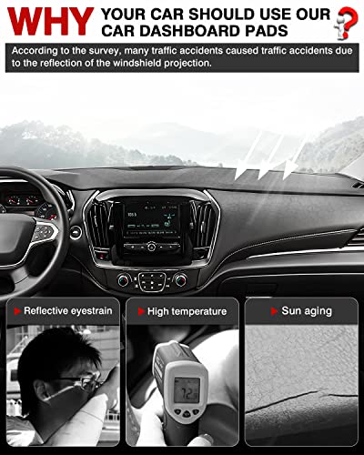 Image of Autorder Dashboard Cover Mat for 2018-2024 Chevrolet Traverse Accessories Dash Cover Flannel Dash Mat Sunshade Glare UV Rays Protector