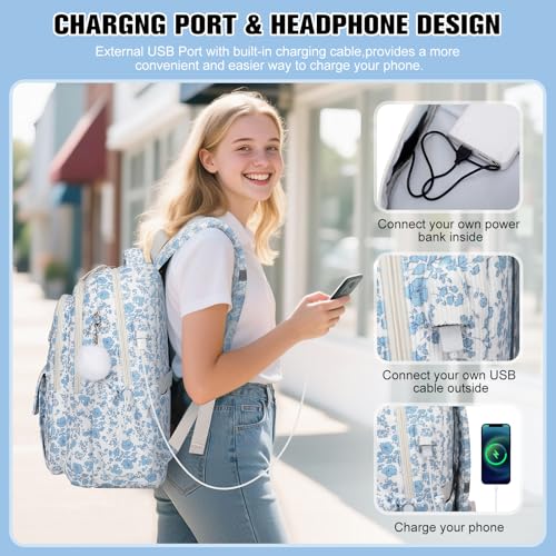 Bevalsa Backpack for Gilrs, 3PCS Corduroy Kids Backpack Set with Lunch Box & Pencil Pouch, Bookbag Daypack Laptop Bag for Women Teens Elementary Middle High School - Image 6