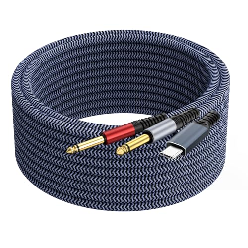 Cable USB C a audio 1/4 pulg 20ft con DAC miniatura 1