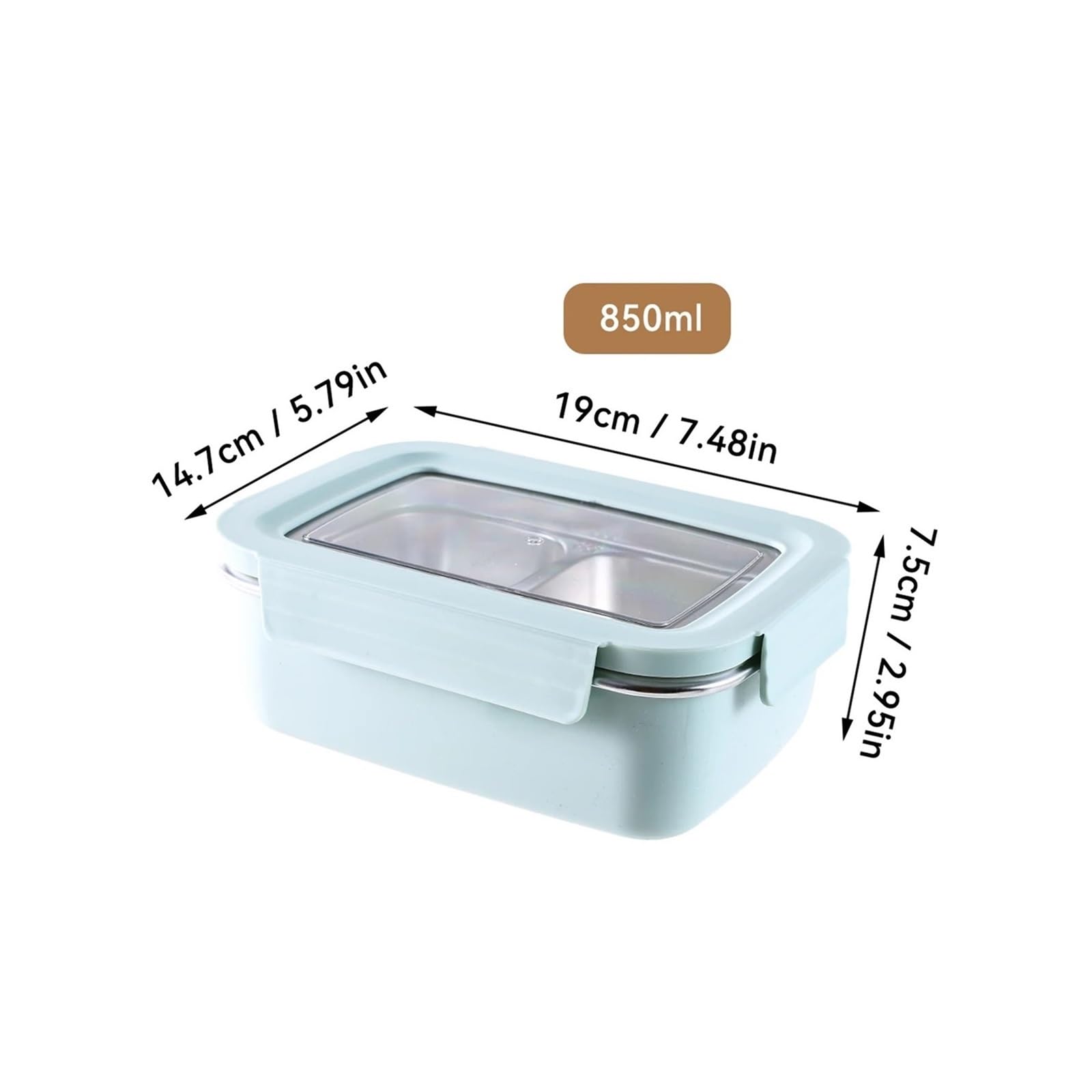 Genérico Fiambrera portátil de gran capacidad for Picnic con compartimentos individuales/dobles, contenedor acero inoxidable 304 a prueba fugas(Green 850ml)