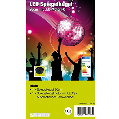 7even® LED Bola de Espejos 20 cm con Motor FC / LED Set Bolas Espejos con Motor y Cambio de Color