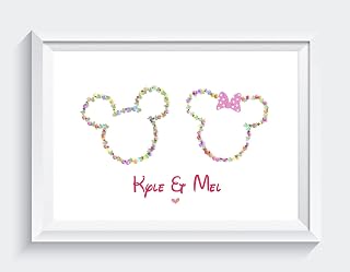 PERSONALISED Mickey and Minnie Mouse Christmas Engagement DISNEY A4 PRINT ONLY - UNFRAMED Couples Wedding Wife Husband Girlfriend Boyfriend Gift For Her For Him