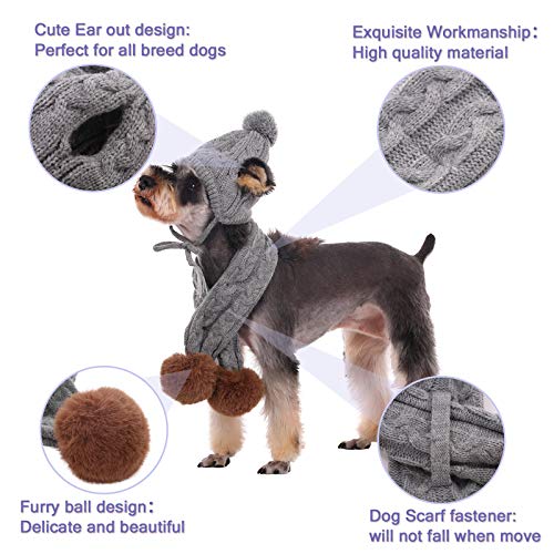 Kuoser Dog Hat & Scarf Set, Dog Knitted Hat Pet Christmas Winter Warm Caps Cute Accessories Neck Ear Warmer Hood Warm… - Image 6