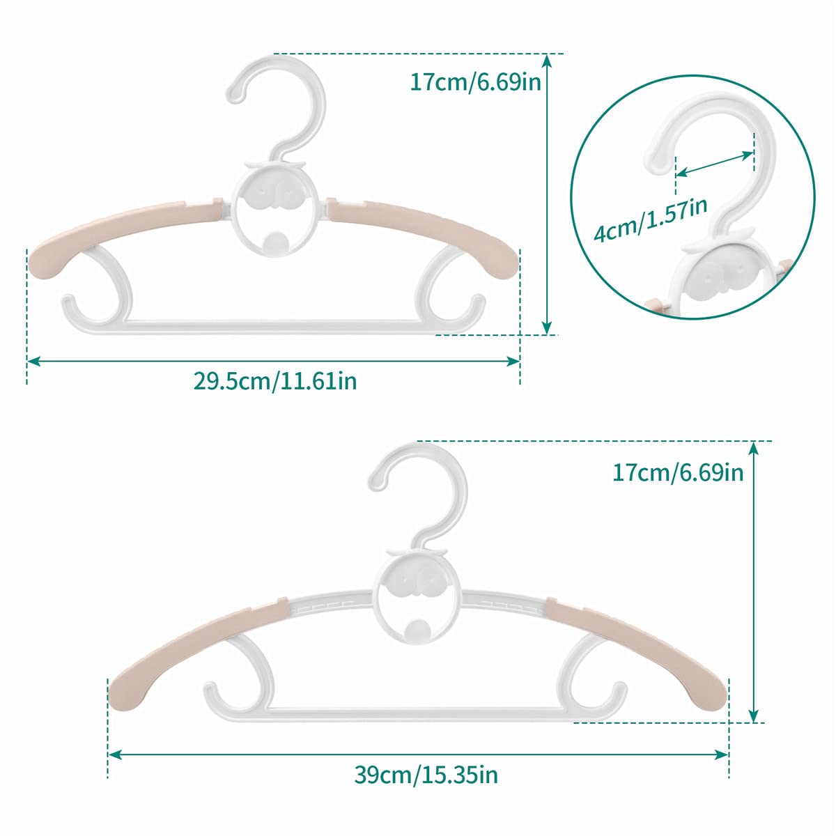 Spesh Lot de 20 Cintres Bebe 29.5-39cm Cintre Extensible pour Enfants Cintres Peu Encombrants avec Crochets Empilables pour Les Bébés à L'adolescent (Rose)