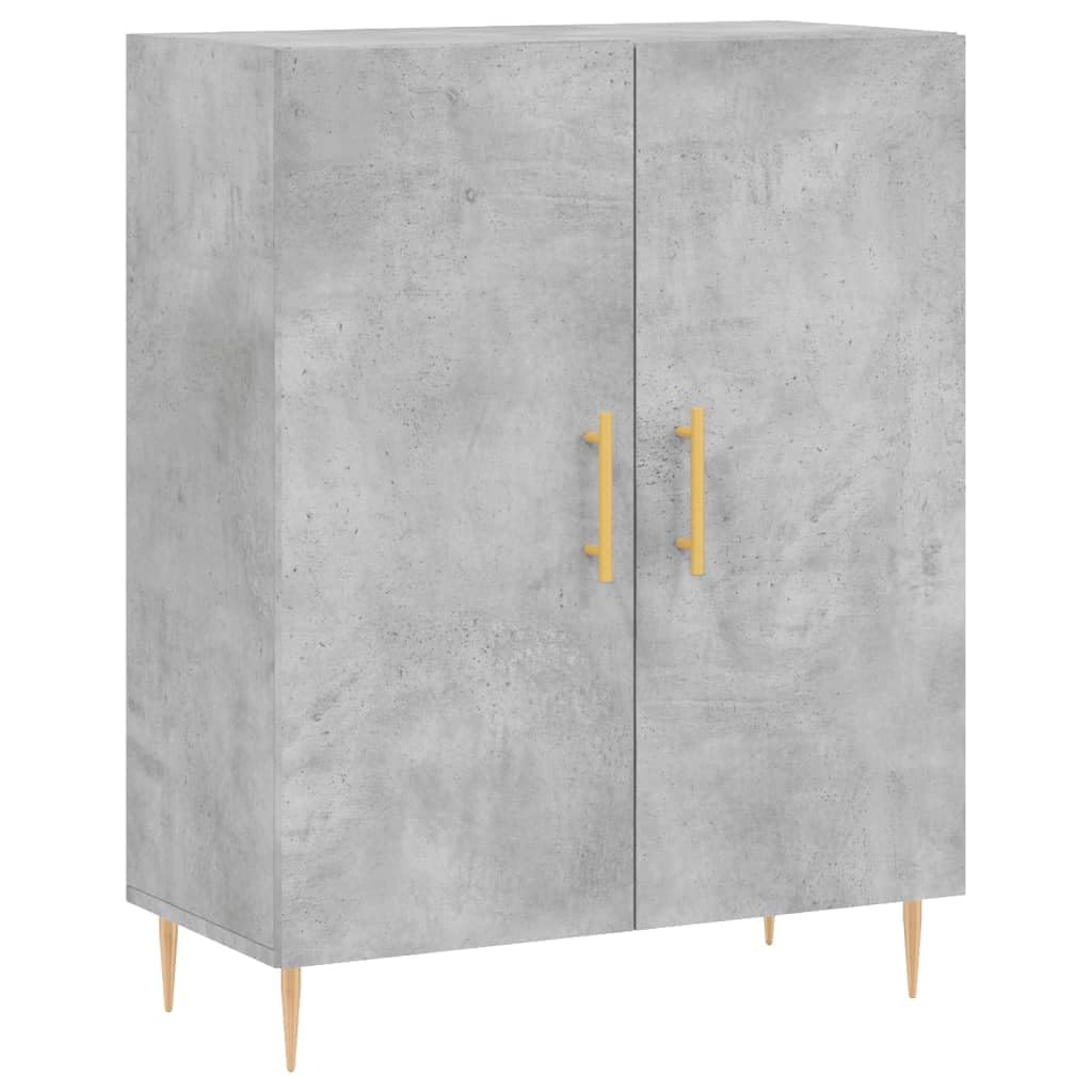 Kredens szary beton 69,5x34x90 cm drewno inżynieryjne, komoda do przechowywania sypialni, szafka z szufladami, komody z szufladami