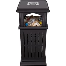Stainless Steel Outdoor Trash Can with Locking Lid and Ashtray