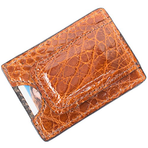Genuine Alligator Leather Magnetic Money Clip Wallet (Cognac) - Image 3
