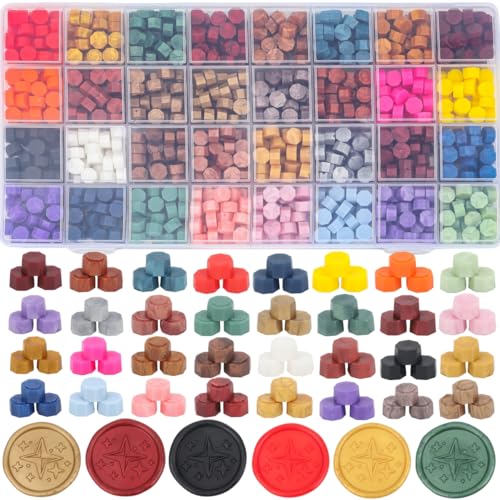 Metallic Assorted Wax Seal Beads 832 Pieces Octagon Sealing Wax Pellets in 32 Color Sealingwax Bead for Letter Stamp Sealings (832)