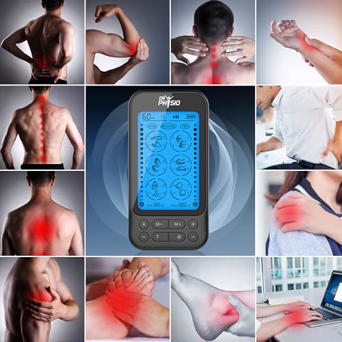 Image of Dr Physio USA 1050 Dual Channel TENS Massager for Pain Relief, Period Pain, Rechargeable Electrical Muscle Stimulation EMS Pulse Impulse Full Body Massager Machine