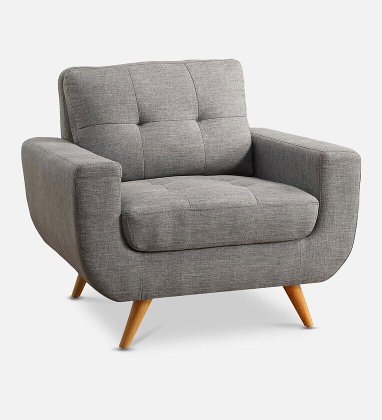 Image of Lakdi The Furniture Premium Lounge Chair for Living Room and Upholstered Fabric Armchair with Tufted Back Rest, Soft Padded Seating and Solid Legs | 5 Years Warranty | Free Assembly - 15185265
