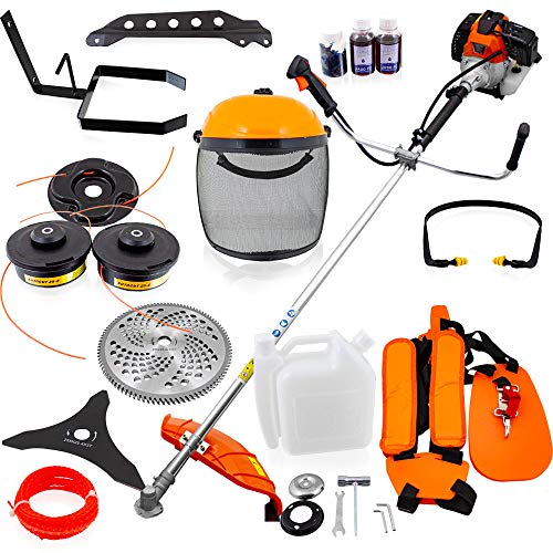 2in1 Benzin Freischneider Rasentrimmer Benzin Motorsense Handrasenmäher Trimmer mit umfangreichen Zubehör