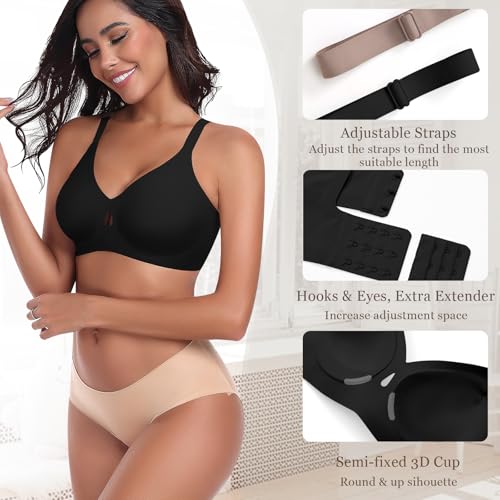 Image of Ganado Seamless Wireless Bras for Women No Underwire Bras Supportive Bralette Padded Comfort T Shirt Bra