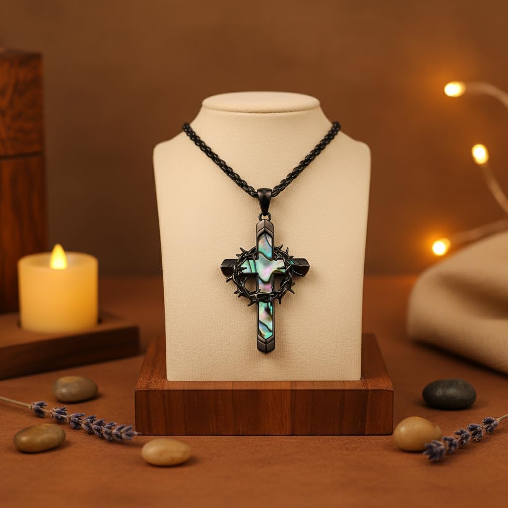 Cross Necklace 925 Sterling Silver Cross Pendant Necklace Faith Religious Jesus Valentine's Day Jewelry for Women Men Christian