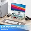 gianotter 2-Tier Metal Monitor Stand Riser, Desk Organizer for Monitor, Office Desk Storage Organizer for Office Supplies (Blue)