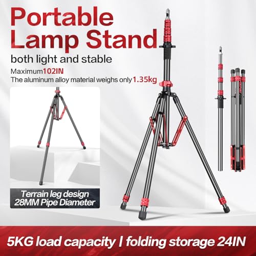 FreeSea Light Stand Aluminum, Adjustable Tripod Stand for Photography, 260cm/102inch Studio Sturdy Tripod for Speedlite Flash Softbox Strobe Light Camera with Carrying Bag - Image 3