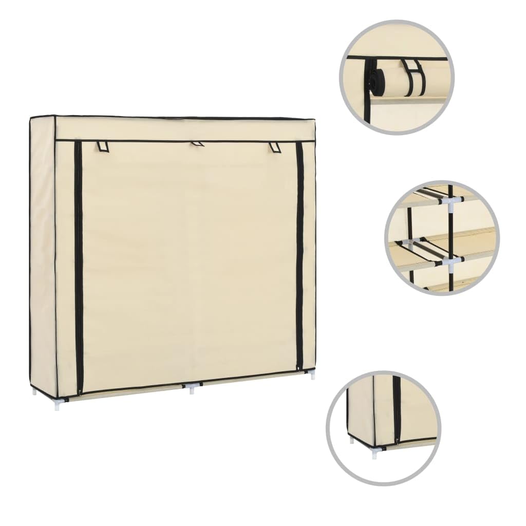 Generic Zapatero de Tela Negra, Diseño Doble de 5 Niveles, Capacidad para 30 Pares de Zapatos, Cubierta No Tejida, Fácil de Mover, Almacenamiento Oculto, Mantiene los Zapatos Libres de (Crema)