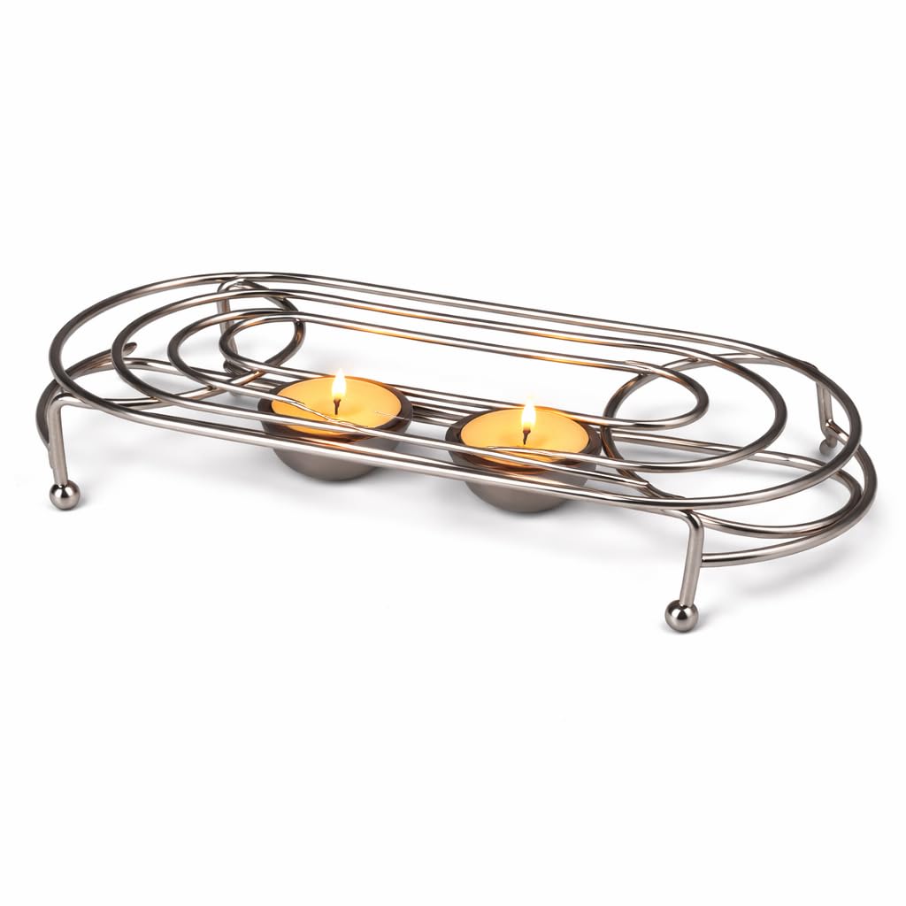 Bougie chauffe-plat support ovale chromé pour centre de table